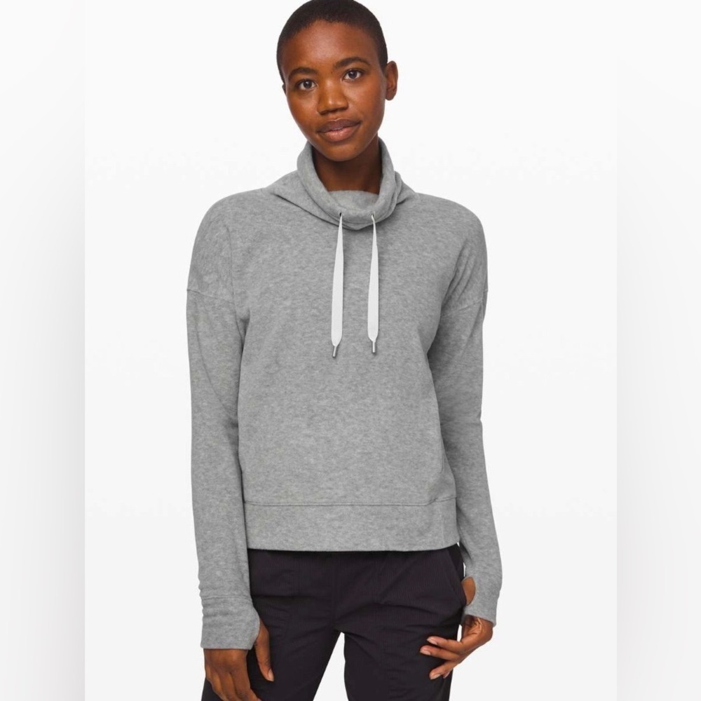 LULULEMON GO FORWARD FLEECE PULLOVER FUNNEL NECK GREY SIZE 6